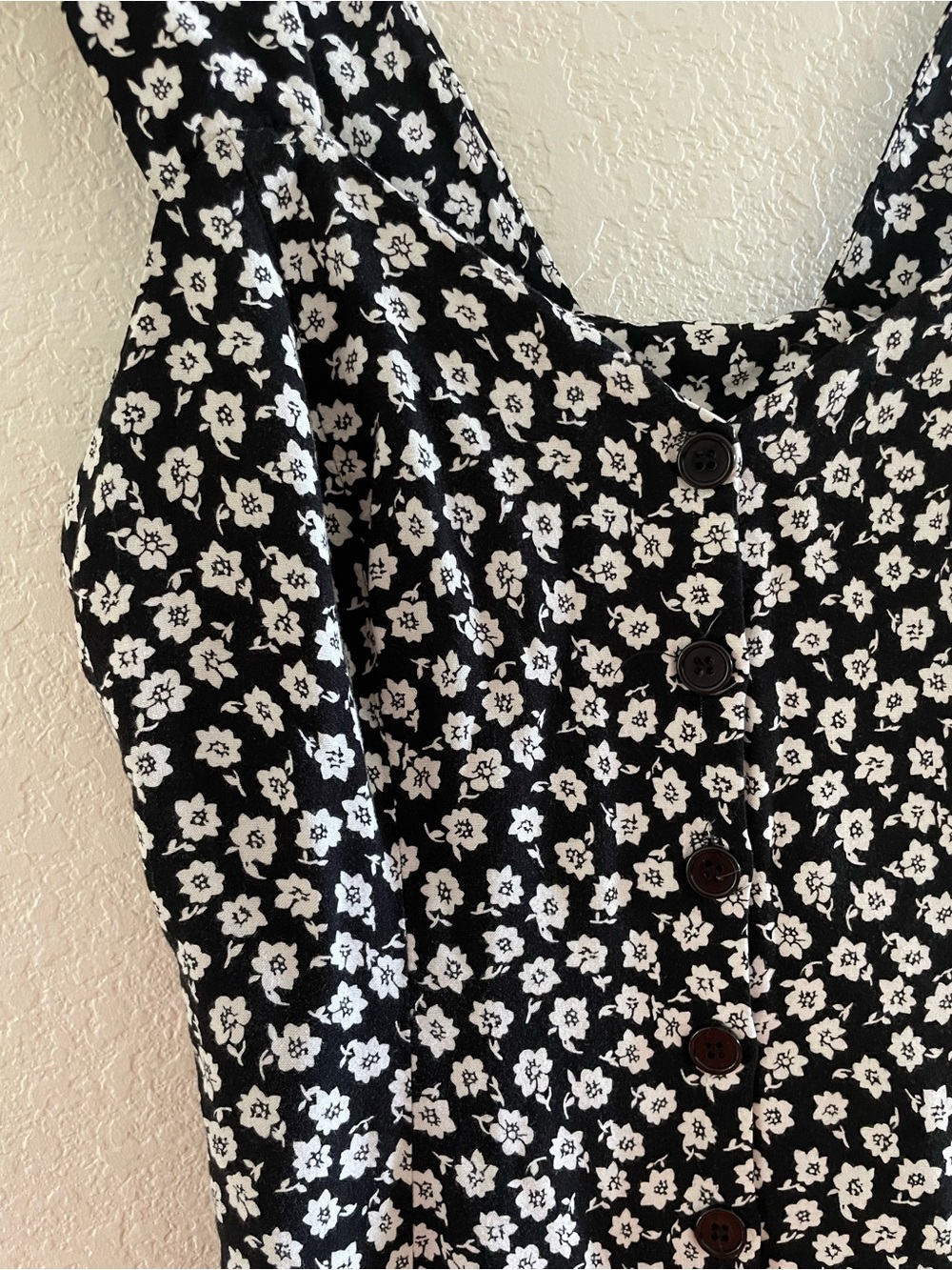 90s Vtg Victoria’s Secret Moda Int’l Retro Black Ditsy Floral Mini Dress Pin Up - Picture 6 of 12